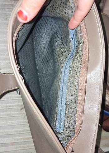 Gri Kahverengi Deri Kadın Çanta - Görsel 5