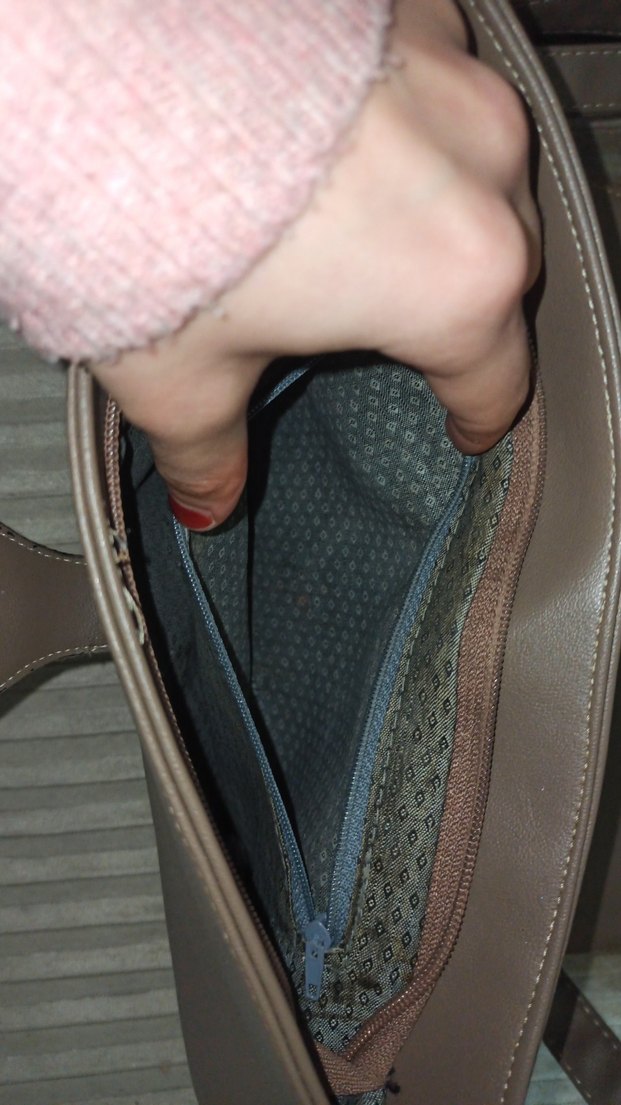 Gri Kahverengi Deri Kadın Çanta - Görsel 4