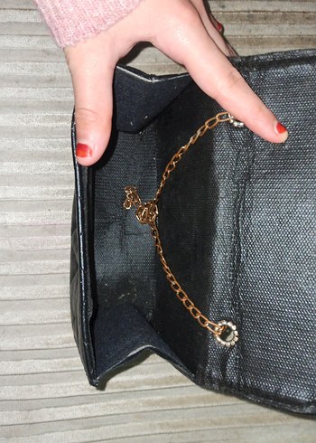 Kilitli Siyah Deri Kadın Çanta - Görsel 3