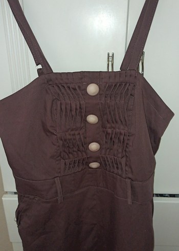 Düğmeli Keten Tulum - Görsel 2