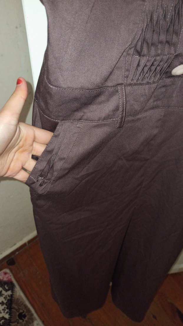 Düğmeli Keten Tulum - Görsel 3