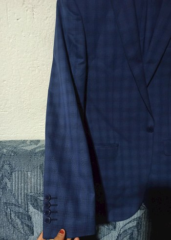 Lacivert Kareli Erkek Takım Ceketi - Görsel 2
