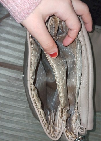 Bej Deri Kadın Omuz Çantası - Görsel 3