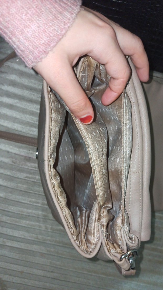 Bej Deri Kadın Omuz Çantası - Görsel 3