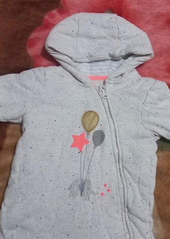 Kapüşonlu Gri Kız Bebek Şişme tulumu 6 9 ay gayet iyi durumda - Görsel 2