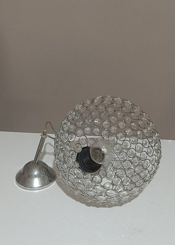 Gri Kristal Detaylı Avize Abajur - Görsel 2