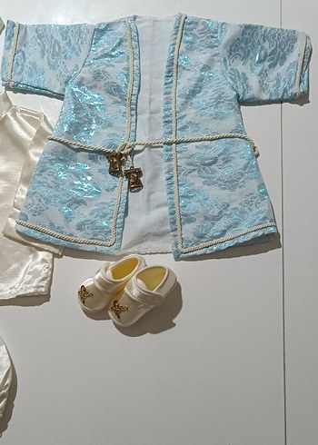 Nakışlı Beyaz kaftan mevlüt Çocuk Takımı - Görsel 3