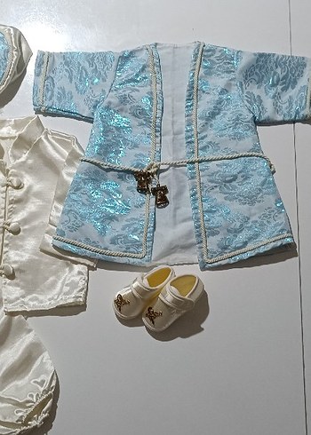 Nakışlı Beyaz kaftan mevlüt Çocuk Takımı - Görsel 2