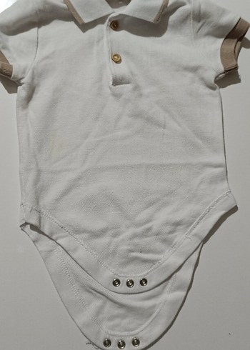 Bej Keten Düğmeli Erkek Bebek Tulum Seti - Görsel 4