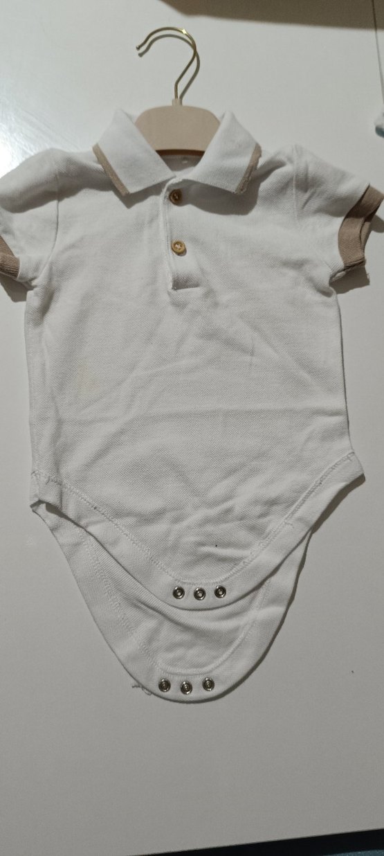 Bej Keten Düğmeli Erkek Bebek Tulum Seti - Görsel 4