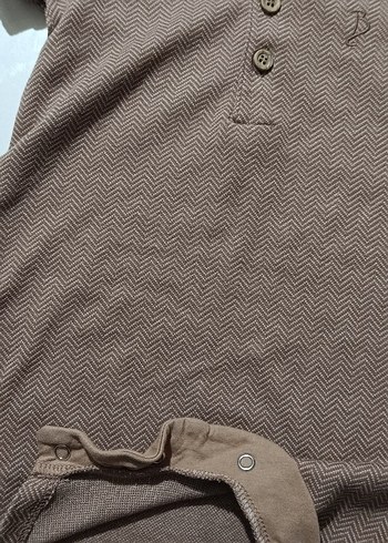 Bej Kısa Kollu Örgü Erkek Bebek Tulum - Görsel 5