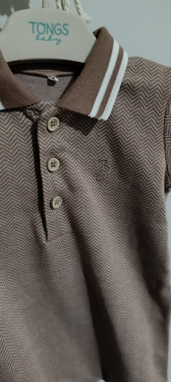 Bej Kısa Kollu Örgü Erkek Bebek Tulum - Görsel 4