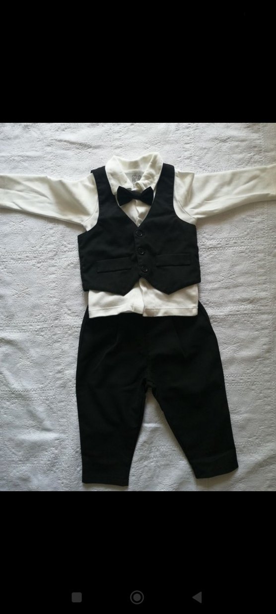 Klasik Siyah Beyaz Erkek Bebek Takım Elbise - Görsel 4