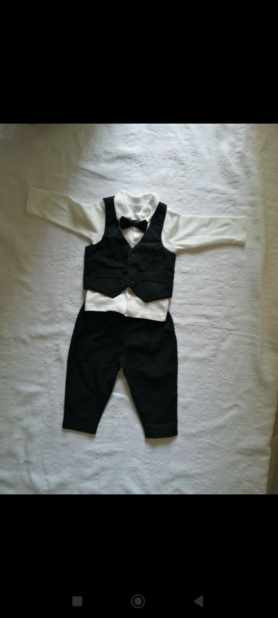 Klasik Siyah Beyaz Erkek Bebek Takım Elbise - Görsel 2