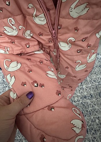 Pembe Baskılı Fermuarlı Bebek Tulumu - Görsel 6