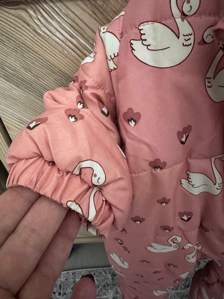 Pembe Baskılı Fermuarlı Bebek Tulumu - Görsel 3