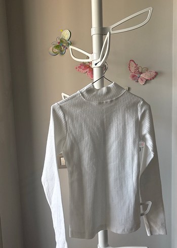 Beyaz Yarım Balıkçı Yaka İnce Triko Kazak - Görsel 2