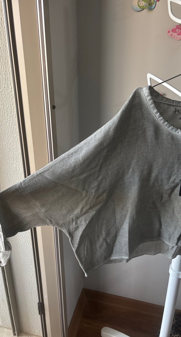 Gri Kadın Keten Uzun Kollu Bluz - Görsel 2