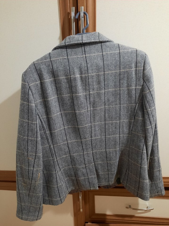 Gri Kareli Düğmeli Kadın Blazer Ceket - Görsel 2