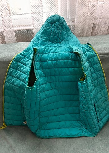 erkek Çocuk Turkuaz Kapüşonlu Fermuarlı Yelek - Görsel 3