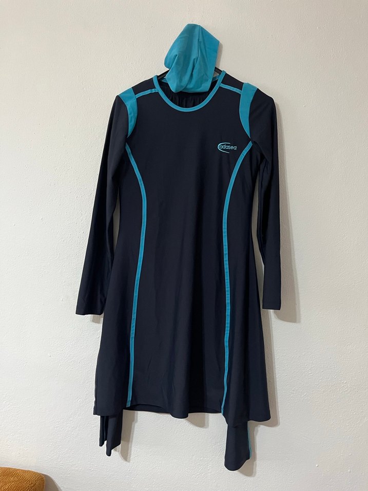 Uzun Kollu Lacivert Tesettür Mayo Takımı - Görsel 2