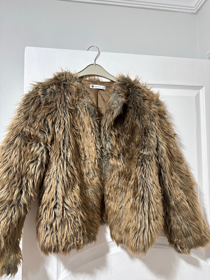 Kadın Kahverengi  Kürk Ceket - Görsel 2