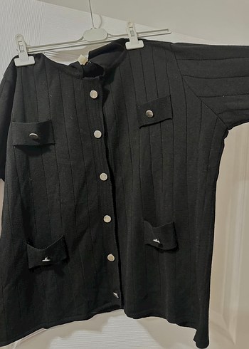 Triko ceket Düğmeli Siyah   Kadın Ceket - Görsel 2