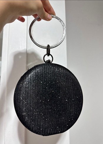 Abiye çanta Zincir Detaylı Siyah Puantiyeli Clutch Çanta - Görsel 2