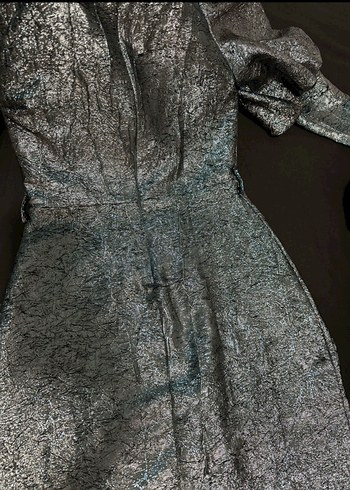 Yılan Desenli parlak simli Uzun Abiye Elbise - Görsel 2