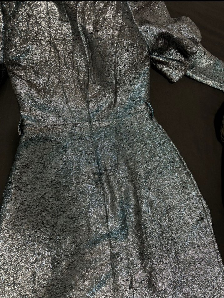 Yılan Desenli parlak simli Uzun Abiye Elbise - Görsel 2