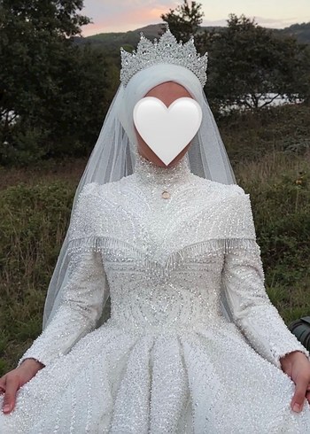 Beyaz İşlemeli Taşlı Gelin Tacı - Görsel 2