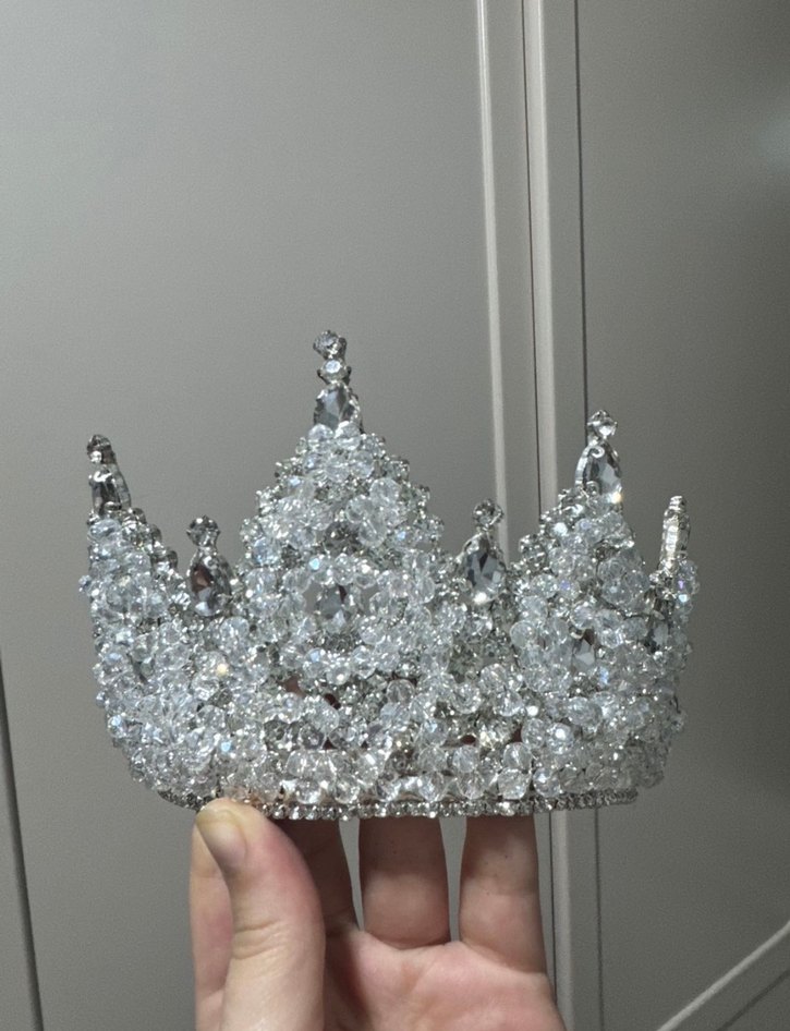 Beyaz İşlemeli Taşlı Gelin Tacı - Görsel 3