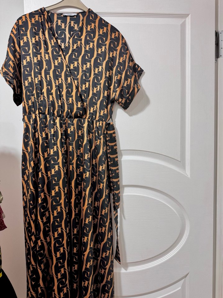 Leopar ve  Yılan Desenli Kadın Uzun Elbise - Görsel 3