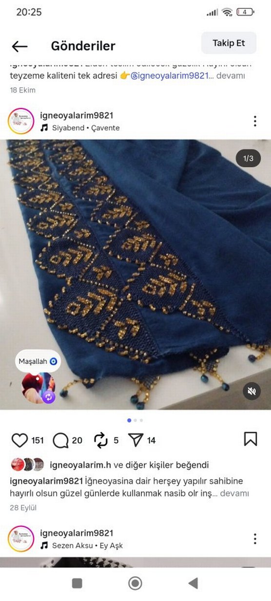 Boncuk İşlemeli Parlak Kahverengi Kadın Şal - Görsel 4