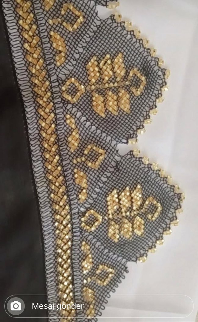 Boncuk İşlemeli Parlak Kahverengi Kadın Şal - Görsel 5