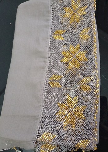 Gri Payetli Kadın Fular - Görsel 3