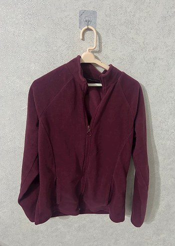 Bordo Fermuarlı kadın Polar Ceket - Görsel 2