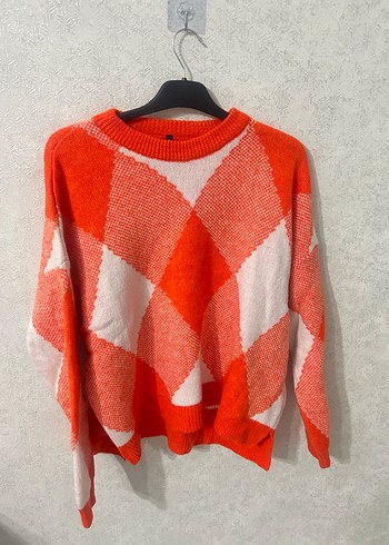 Renkli Örgü Kadın Triko Kazak - Görsel 2