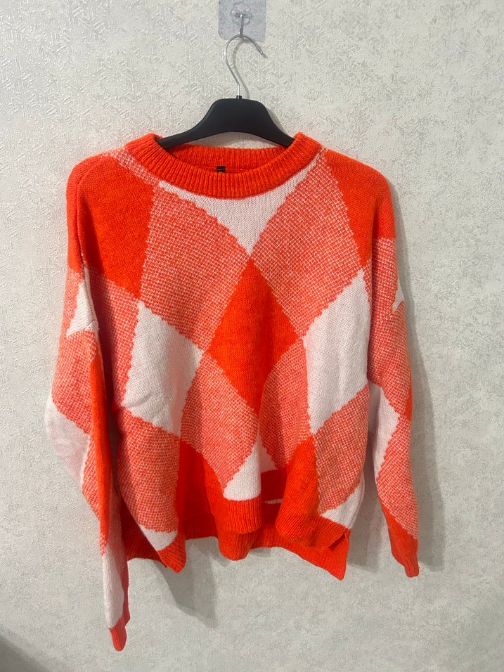 Renkli Örgü Kadın Triko Kazak - Görsel 2