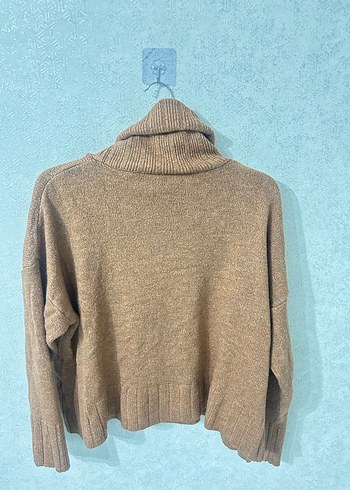Kadın Kahverengi Boğazlı Örgü Kazak - Görsel 3