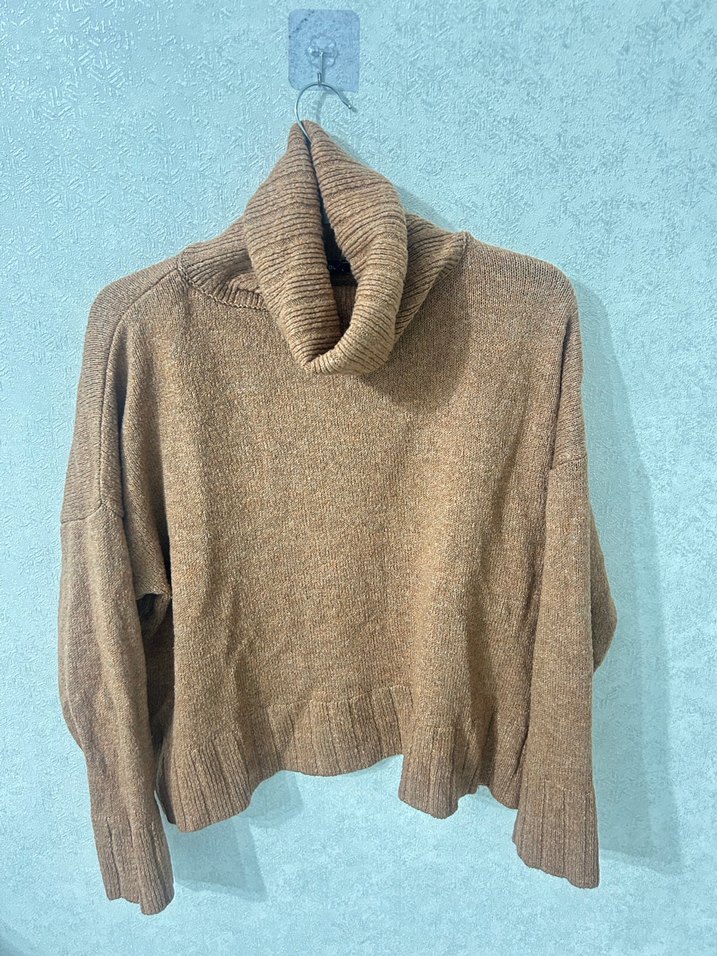 Kadın Kahverengi Boğazlı Örgü Kazak - Görsel 2
