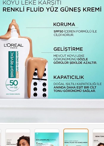 L'Oréal Bright Reveal SPF 50 Renkli Yüz Güneş Kremi - Görsel 2