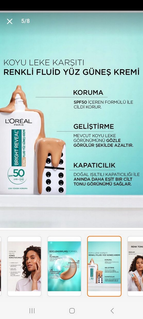 L'Oréal Bright Reveal SPF 50 Renkli Yüz Güneş Kremi - Görsel 2