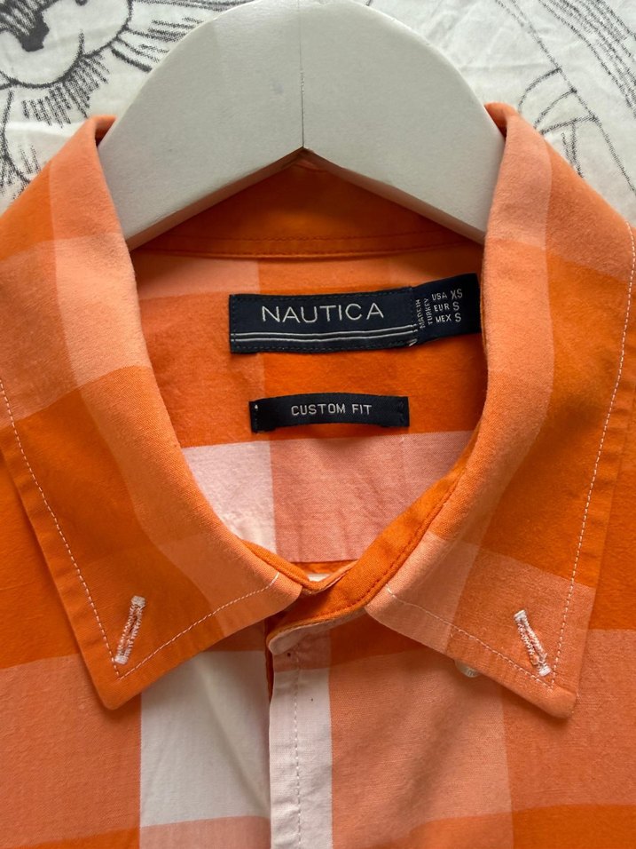 Turuncu Kareli Uzun Kollu Erkek Gömlek - Görsel 2