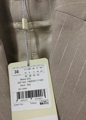 Bej Düğmeli Keten Kadın Blazer - Görsel 8