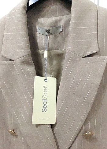 Bej Düğmeli Keten Kadın Blazer - Görsel 4