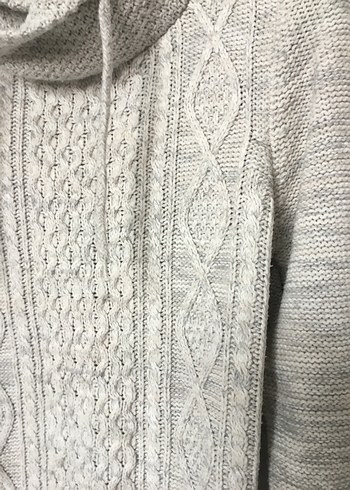 Gri Örgü Yüksek Yaka Kadın Kazak - Görsel 2