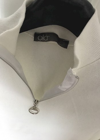 Beyaz Yarım Fermuarlı Yüksek Yaka Kadın Kazak - Görsel 4