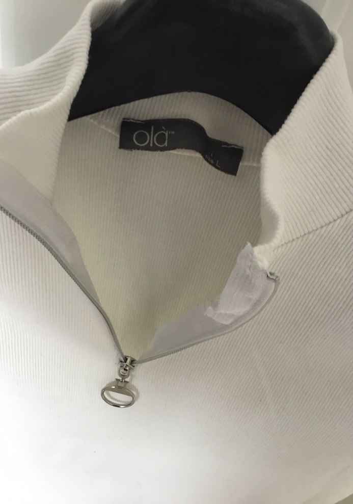 Beyaz Yarım Fermuarlı Yüksek Yaka Kadın Kazak - Görsel 4