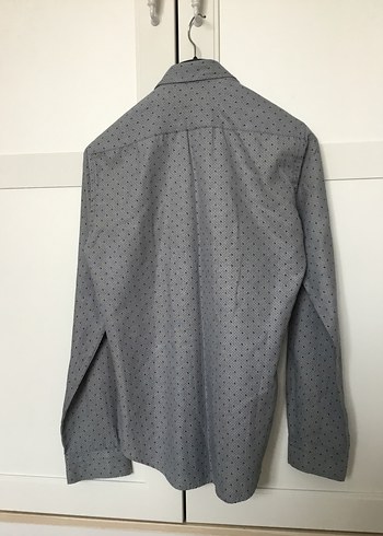 Uzun Kollu Gri Pamuklu Erkek Gömlek - Görsel 5